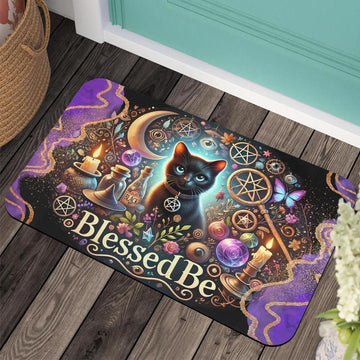 Occult Black Cat Doormat Witchcraft Doormat for Witch Home Decor-MoonChildWorld