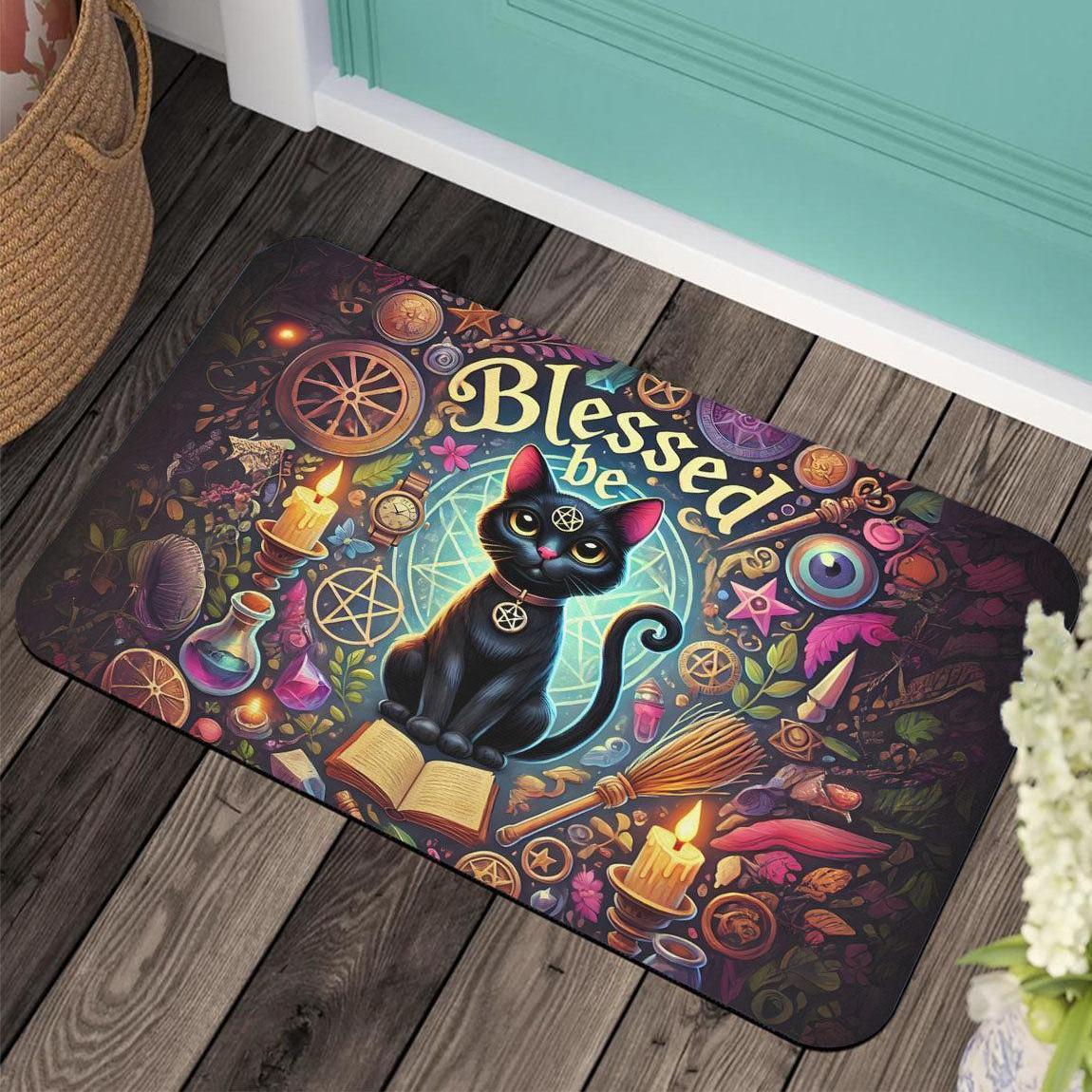 Occult Black Cat Doormat Witchcraft Doormat for Witch Home Decor-MoonChildWorld