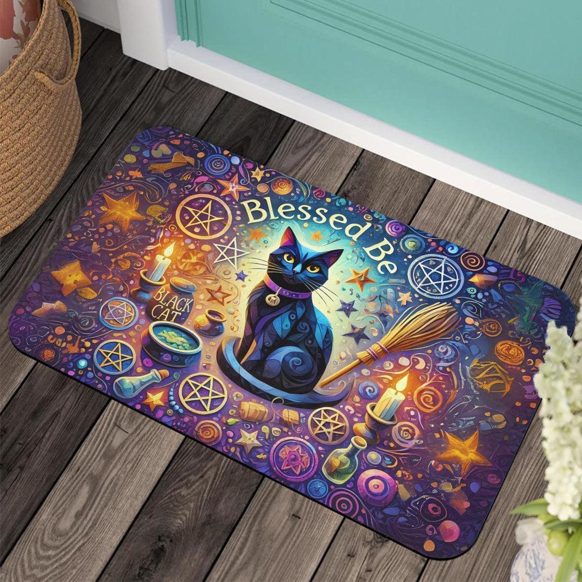 Occult Black Cat Doormat Witchcraft Doormat for Witch Home Decor-MoonChildWorld
