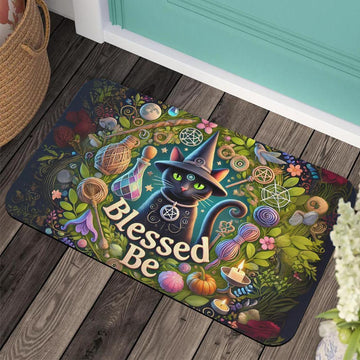 Occult Black Cat Doormat Witchcraft Doormat for Witch Home Decor-MoonChildWorld