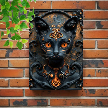 Occult Black Cat Metal Tin Sign Black Cat Wall Art for Gothic Decor-MoonChildWorld