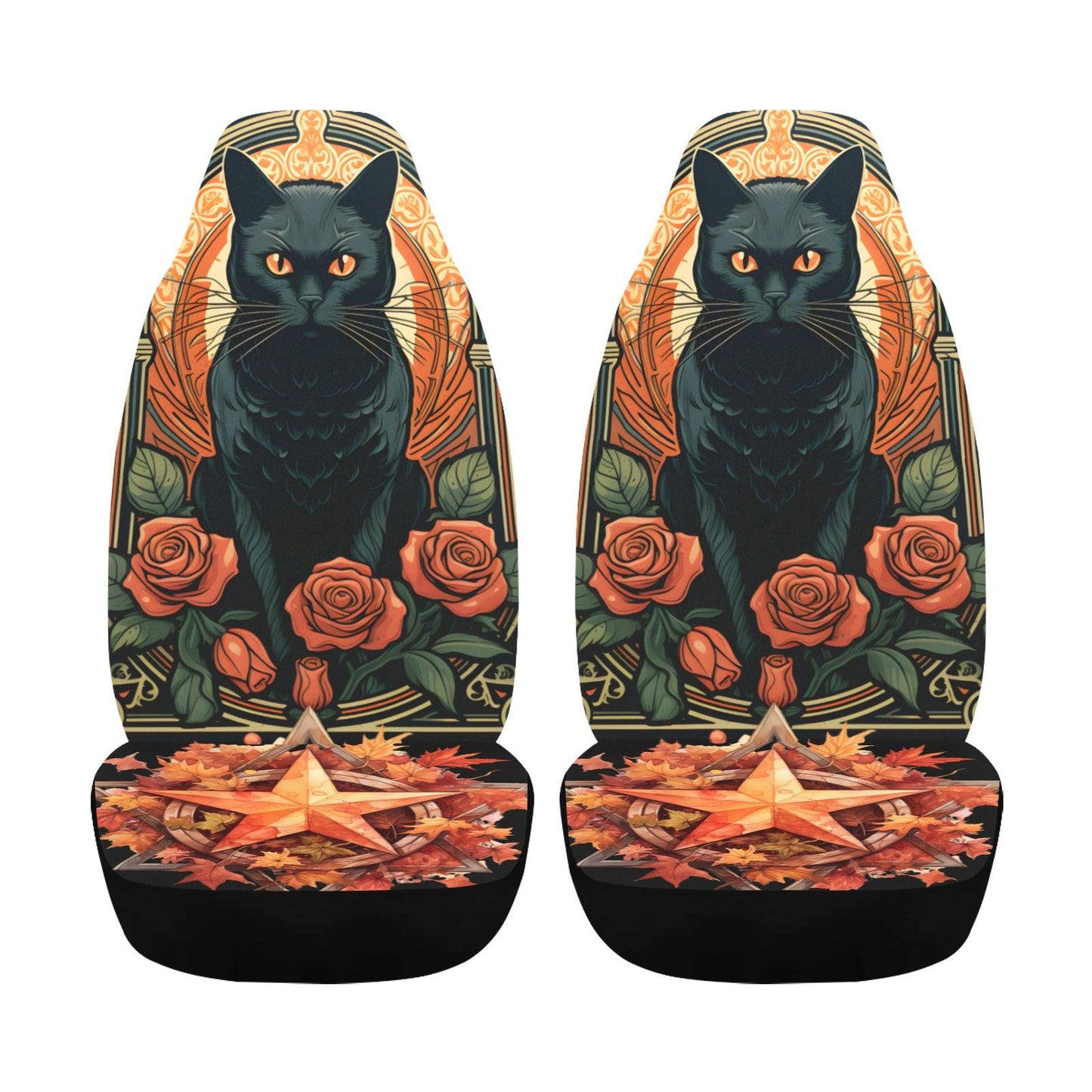 Occult Black Cat Witchy Car Seat Covers-MoonChildWorld