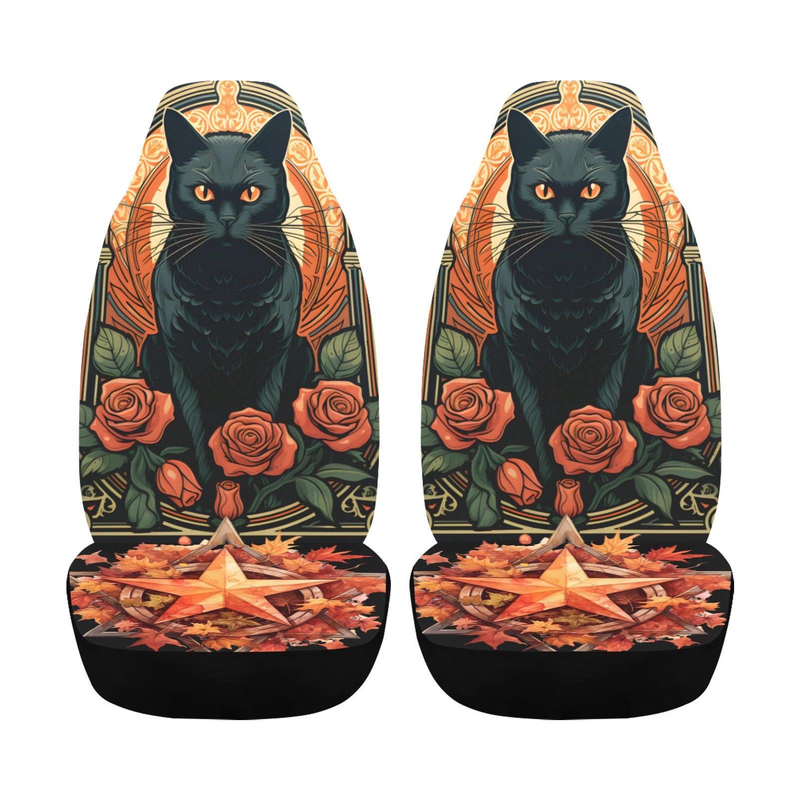 Occult Black Cat Witchy Car Seat Covers-MoonChildWorld
