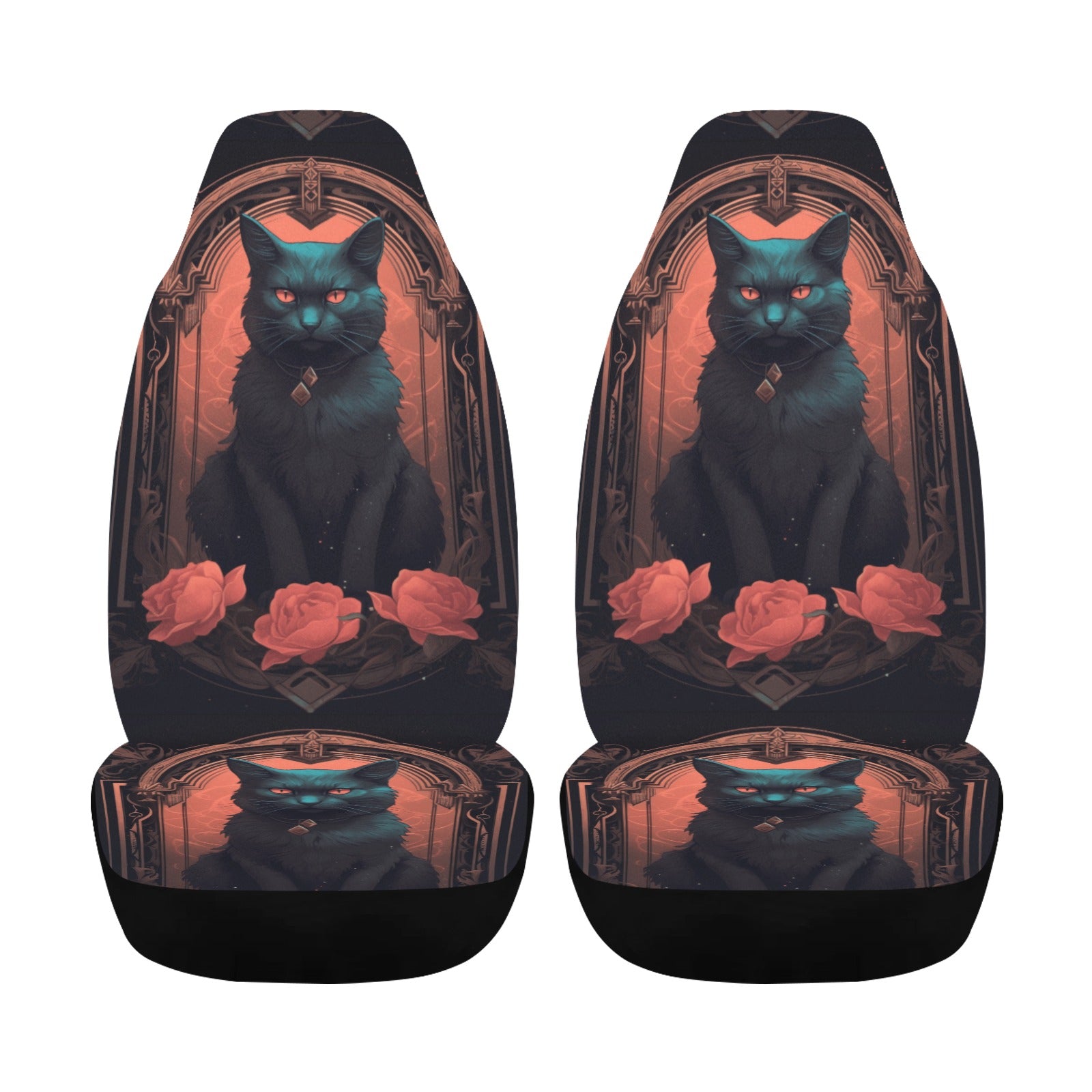 Occult Black Cat Witchy Car Seat Covers-MoonChildWorld