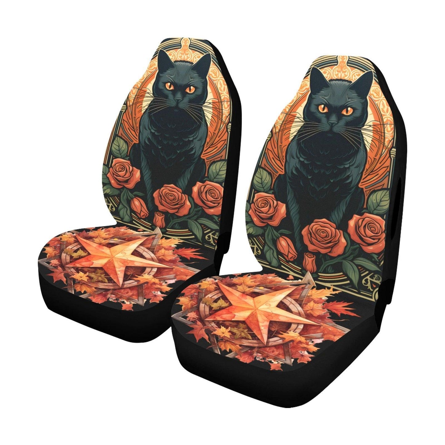 Occult Black Cat Witchy Car Seat Covers-MoonChildWorld