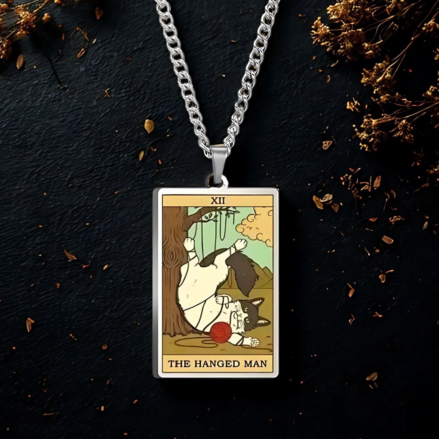 Occult Cat Tarot Card Wiccan Necklaces Cats Rules The Earth Magic Tarot Card Witch Jewelry-MoonChildWorld