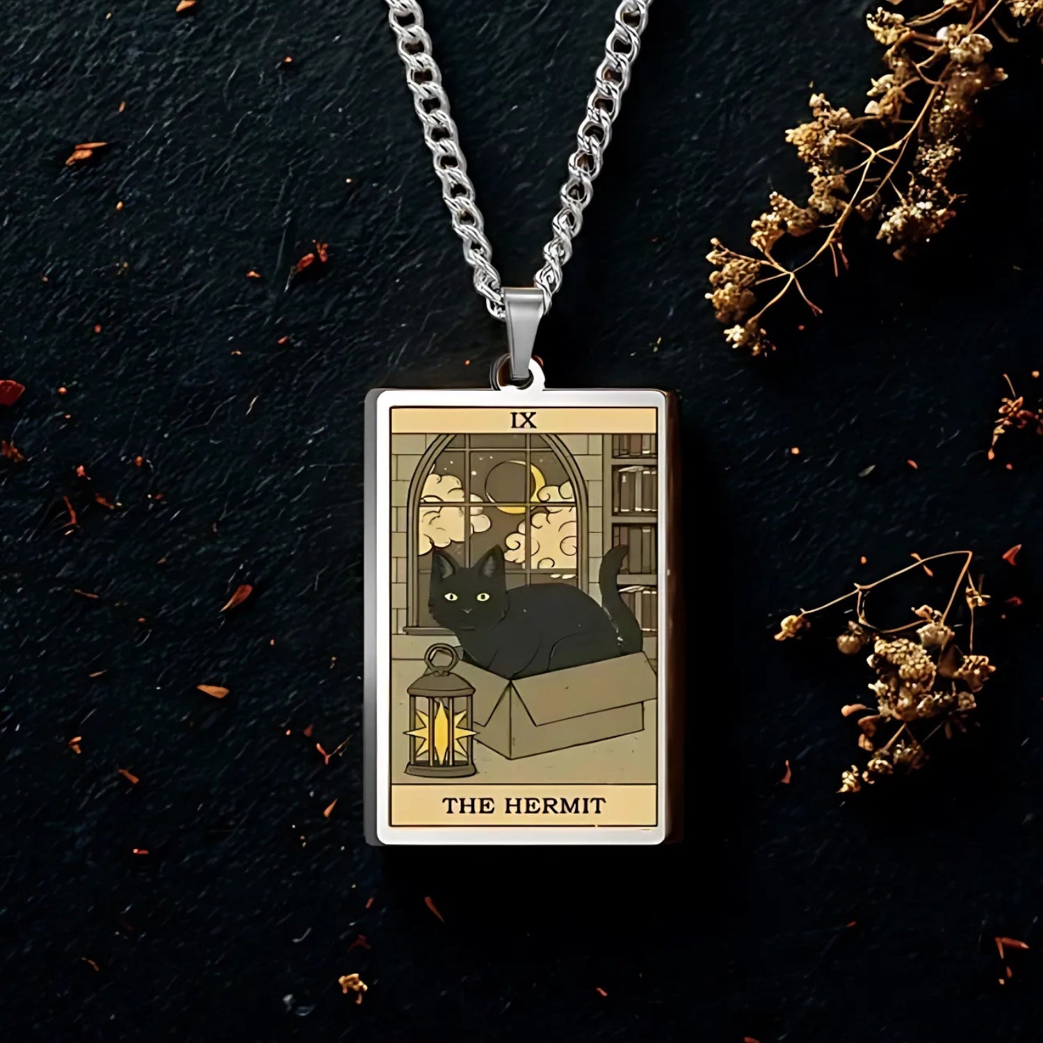 Occult Cat Tarot Card Wiccan Necklaces Cats Rules The Earth Magic Tarot Card Witch Jewelry-MoonChildWorld