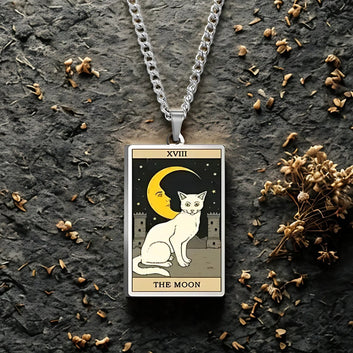 Occult Cat Tarot Card Wiccan Necklaces Cats Rules The Earth Magic Tarot Card Witch Jewelry-MoonChildWorld