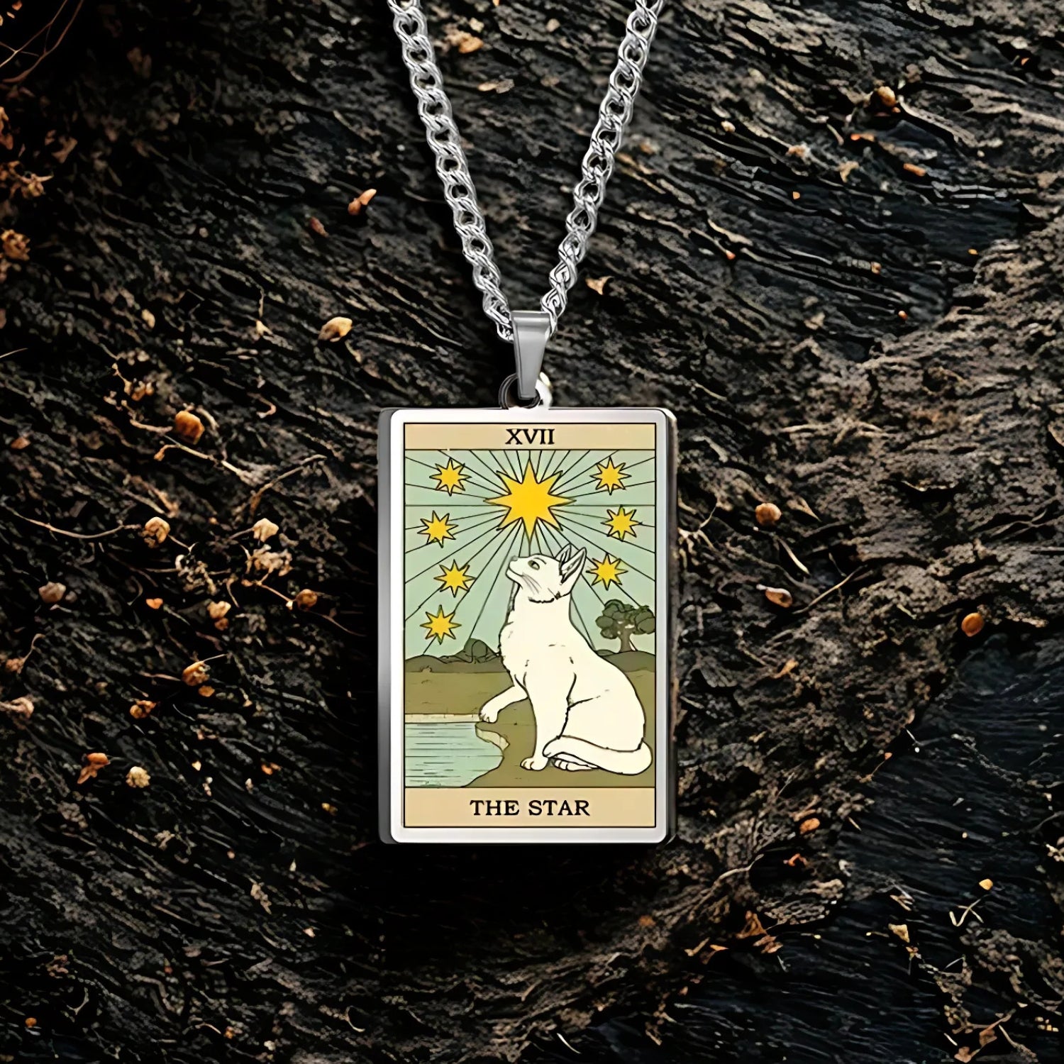 Occult Cat Tarot Card Wiccan Necklaces Cats Rules The Earth Magic Tarot Card Witch Jewelry-MoonChildWorld
