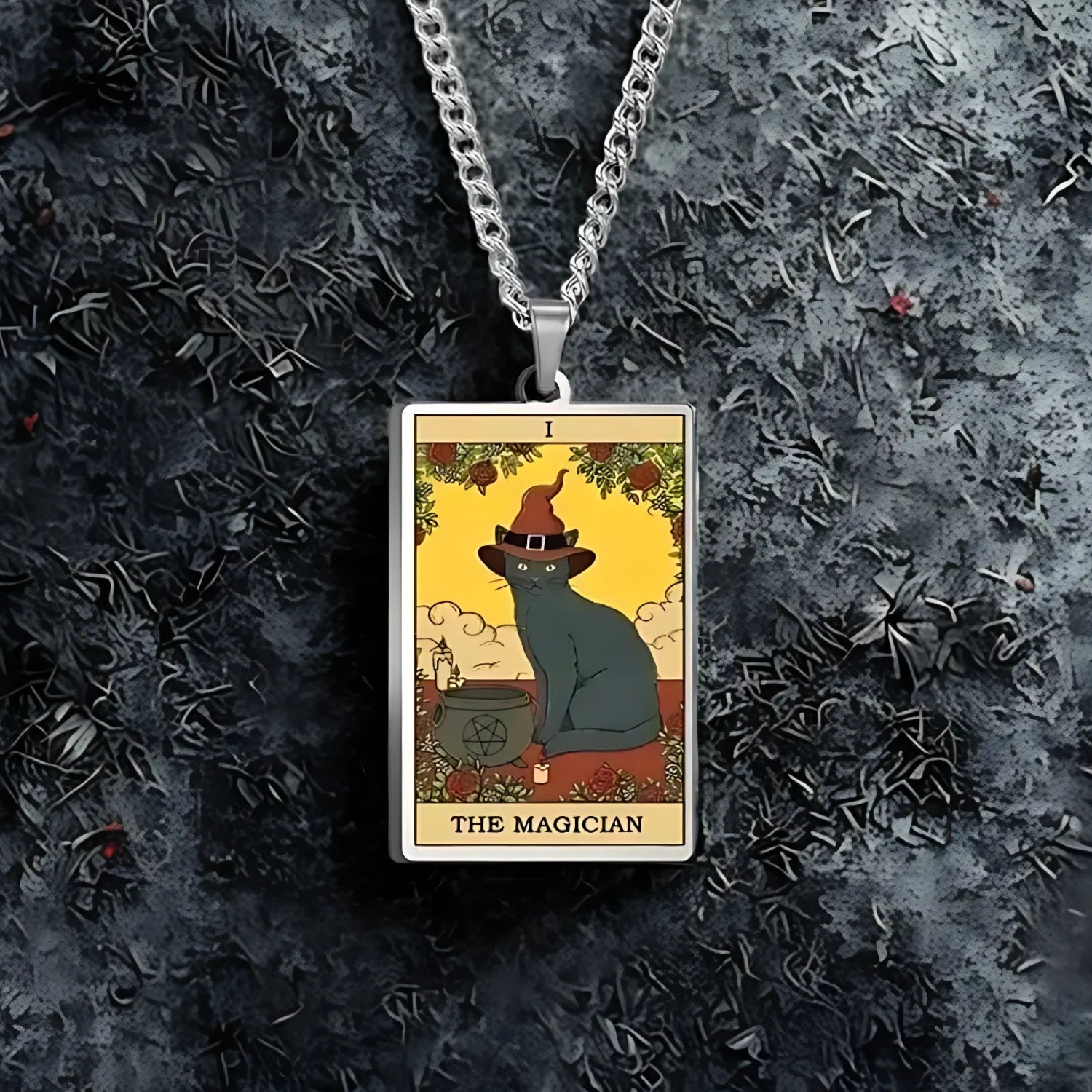 Occult Cat Tarot Card Wiccan Necklaces Cats Rules The Earth Magic Tarot Card Witch Jewelry-MoonChildWorld
