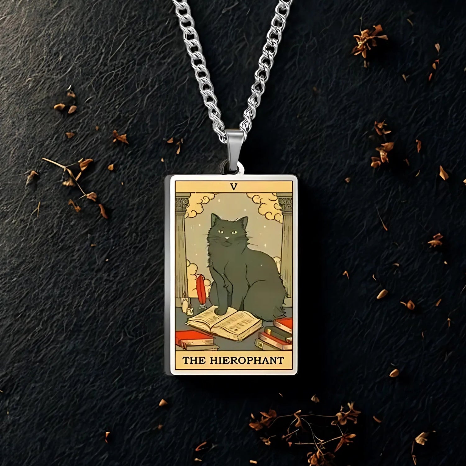 Occult Cat Tarot Card Wiccan Necklaces Cats Rules The Earth Magic Tarot Card Witch Jewelry-MoonChildWorld