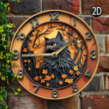 Occult Cat Wall Clock Black Cat Clock for Halloween Decor-MoonChildWorld