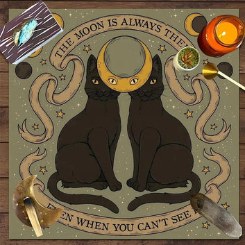Occult Cat Wicca Altar Cloth Witchy Tarot Tablecloth for Reading Divination Witch Home Decor-MoonChildWorld