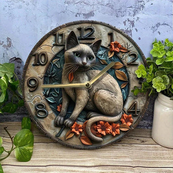 Occult Cat Wooden Wall Clock Home Decor-MoonChildWorld