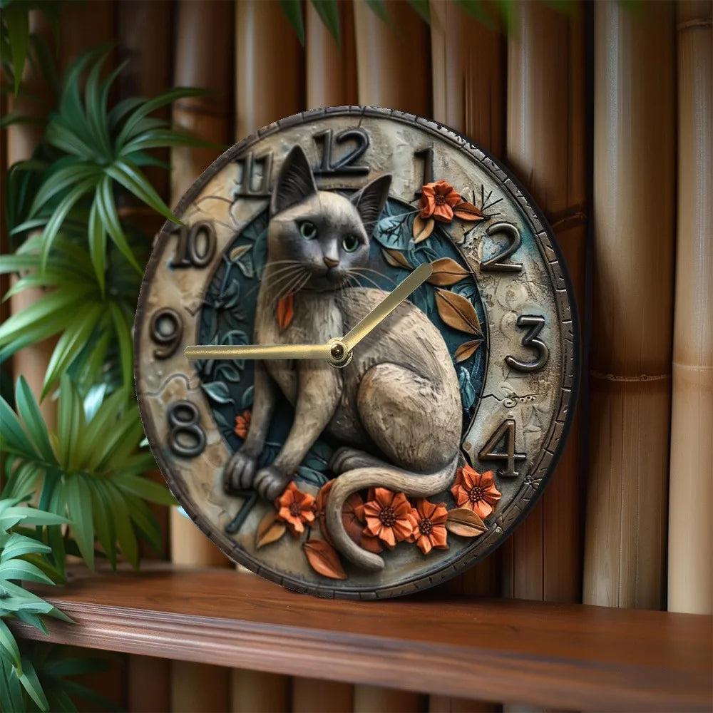 Occult Cat Wooden Wall Clock Home Decor-MoonChildWorld