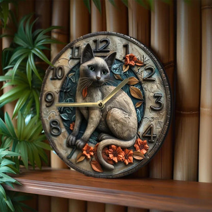 Occult Cat Wooden Wall Clock Home Decor-MoonChildWorld