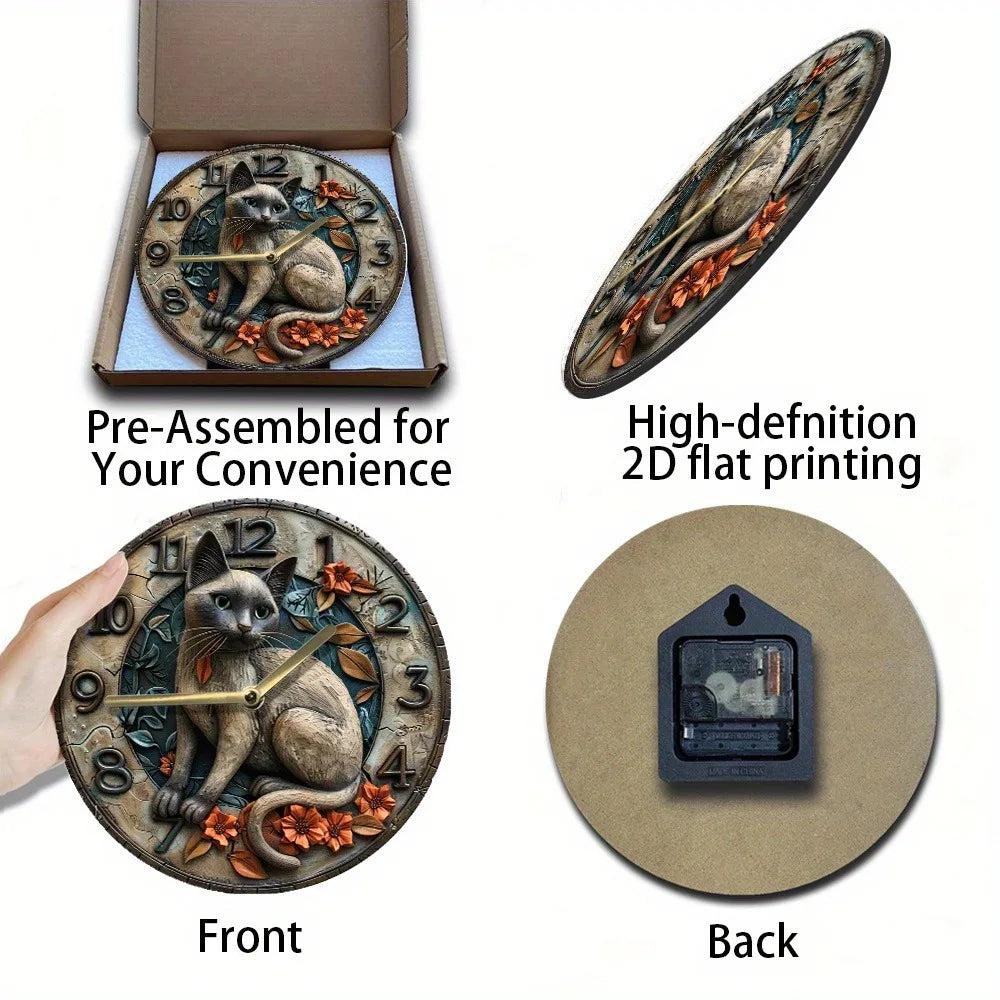 Occult Cat Wooden Wall Clock Home Decor-MoonChildWorld