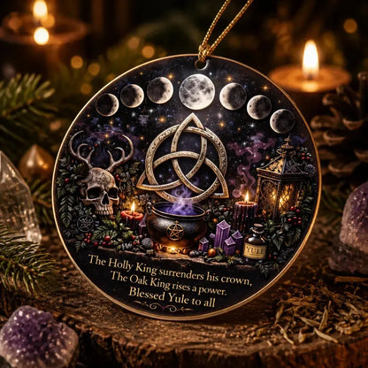 Occult Symbols Gothic Yule Ceramic Ornament with Triquetra, Moon Phase – Witchy Christmas Ornament_mockup_2.webp
