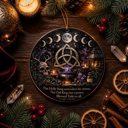 Occult Symbols Gothic Yule Ceramic Ornament with Triquetra, Moon Phase – Witchy Christmas Ornament_mockup_3.webp