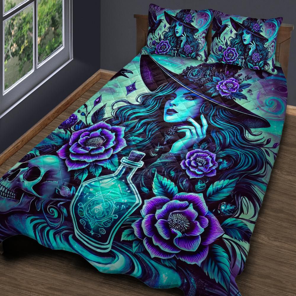 Occult Witch Quilt Bedding Set for Gothic Home Decor-MoonChildWorld