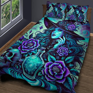 Occult Witch Quilt Bedding Set for Gothic Home Decor-MoonChildWorld