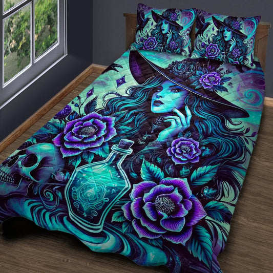 Occult Witch Quilt Bedding Set for Gothic Home Decor-MoonChildWorld