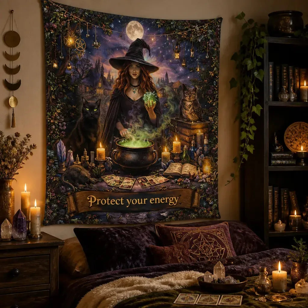 Occult Witch Tapestry Wicca Wall Hanging for Halloween_mockup_1.webp