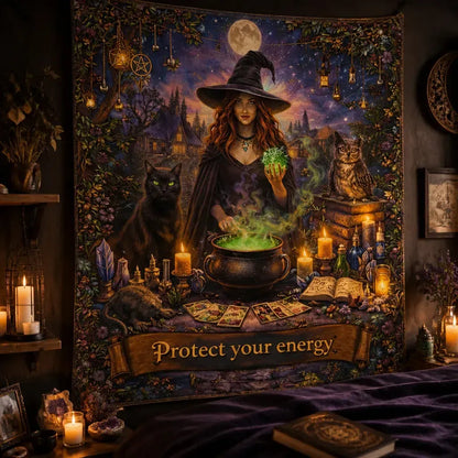 Occult Witch Tapestry Wicca Wall Hanging for Halloween_mockup_3.webp
