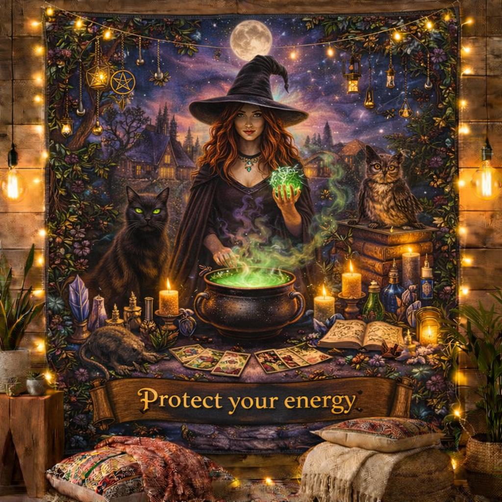 Occult Witch Tapestry Wicca Wall Hanging for Halloween-MoonChildWorld