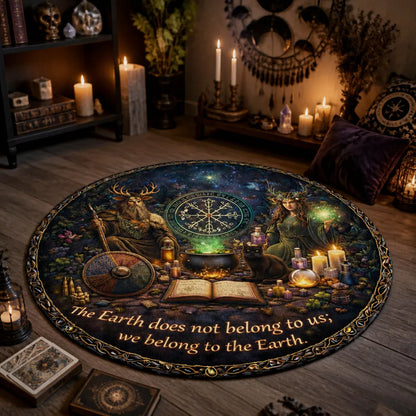 Odin Viking Runes and Pagan Goddess Round Rug Witchy Carpet Wiccan Home Decor_mockup_1.webp