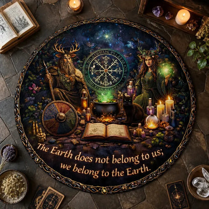 Odin Viking Runes and Pagan Goddess Round Rug Witchy Carpet Wiccan Home Decor_mockup_2.webp