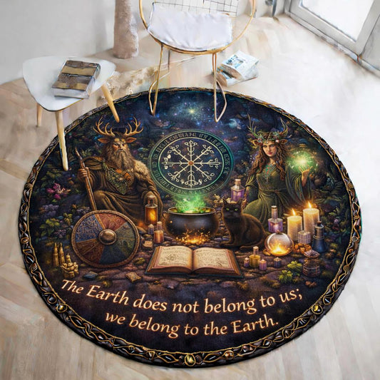 Odin Viking Runes and Pagan Goddess Round Rug Witchy Carpet Wiccan Home Decor-MoonChildWorld
