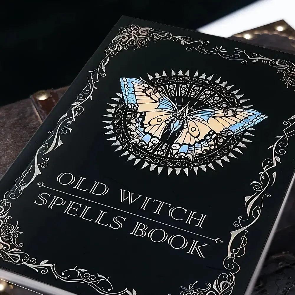 Old Witch Spells Book Enchanting Grimoire with Mystical Butterfly Cover Art-MoonChildWorld