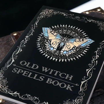 Old Witch Spells Book Enchanting Grimoire with Mystical Butterfly Cover Art-MoonChildWorld