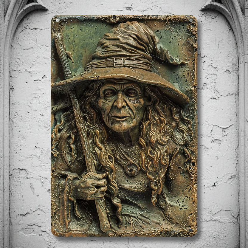 Old Witch Wall Art Witchy Metal Sign Halloween Welcome Sign-MoonChildWorld