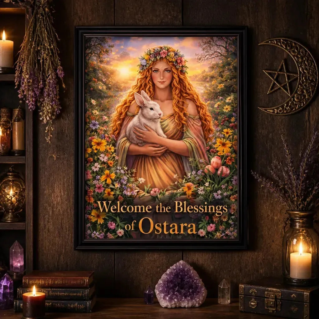 Ostara Pagan Goddess Canvas Wall Art - Black Framed Art Print Wiccan Wall Decor_mockup_2.webp