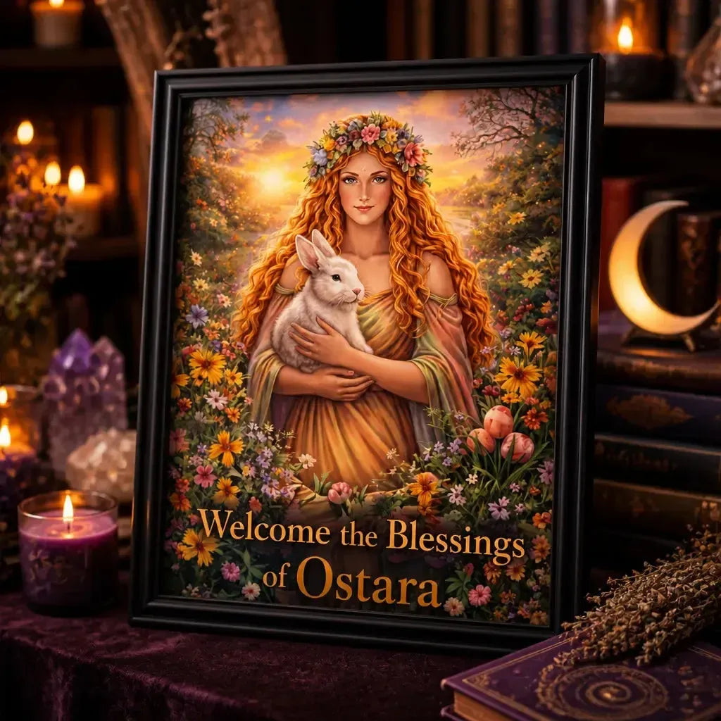Ostara Pagan Goddess Canvas Wall Art - Black Framed Art Print Wiccan Wall Decor_mockup_3.webp
