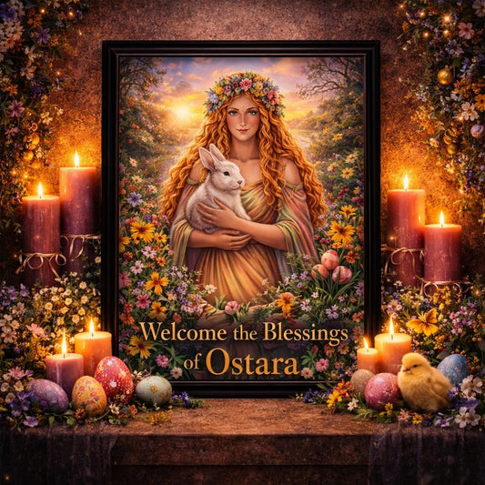 Ostara Pagan Goddess Canvas Wall Art - Black Framed Art Print Wiccan Wall Decor-MoonChildWorld