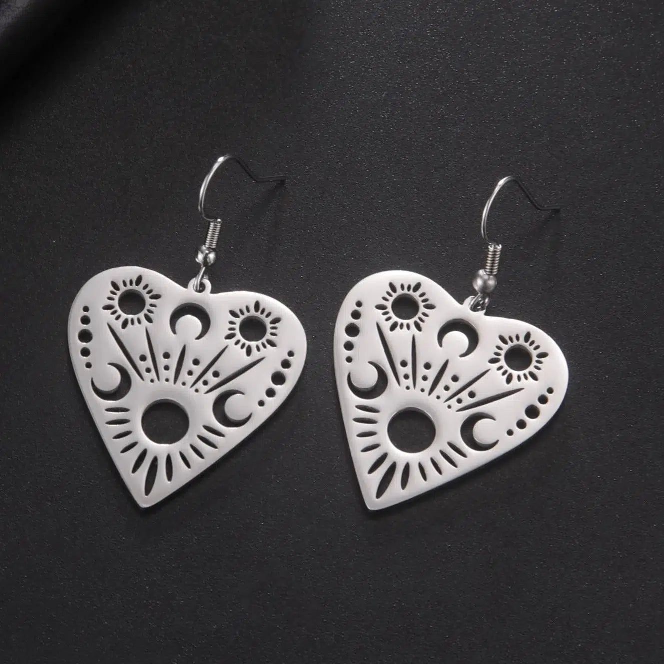 Ouija Planchette Sun Moon Earrings Witchcraft Gothic Earrings-MoonChildWorld