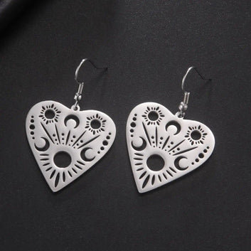 Ouija Planchette Sun Moon Earrings Witchcraft Gothic Earrings