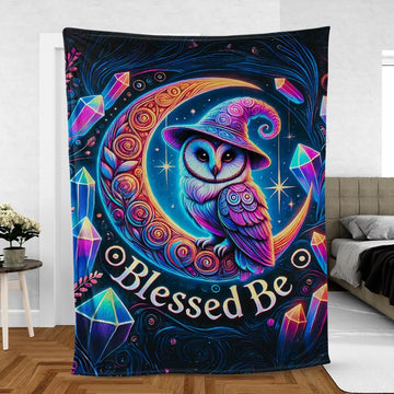 Owl Moon Blanket – Esoteric Gothic Throw for Wiccan Altars & Sacred Spaces-MoonChildWorld