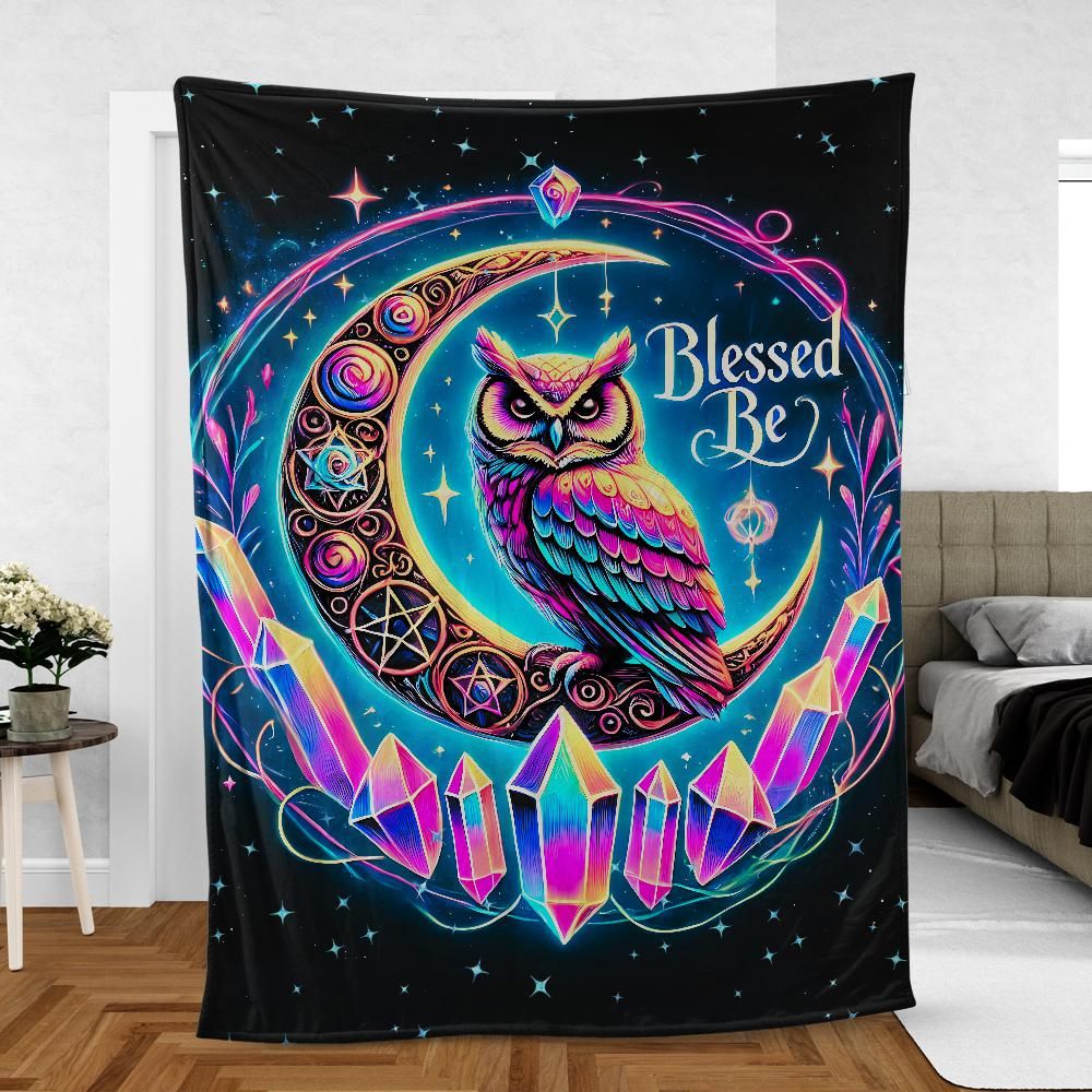 Owl Moon Blanket – Esoteric Gothic Throw for Wiccan Altars & Sacred Spaces-MoonChildWorld