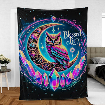 Owl Moon Blanket – Esoteric Gothic Throw for Wiccan Altars & Sacred Spaces-MoonChildWorld