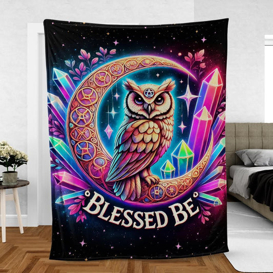 Owl Moon Blanket – Esoteric Gothic Throw for Wiccan Altars & Sacred Spaces