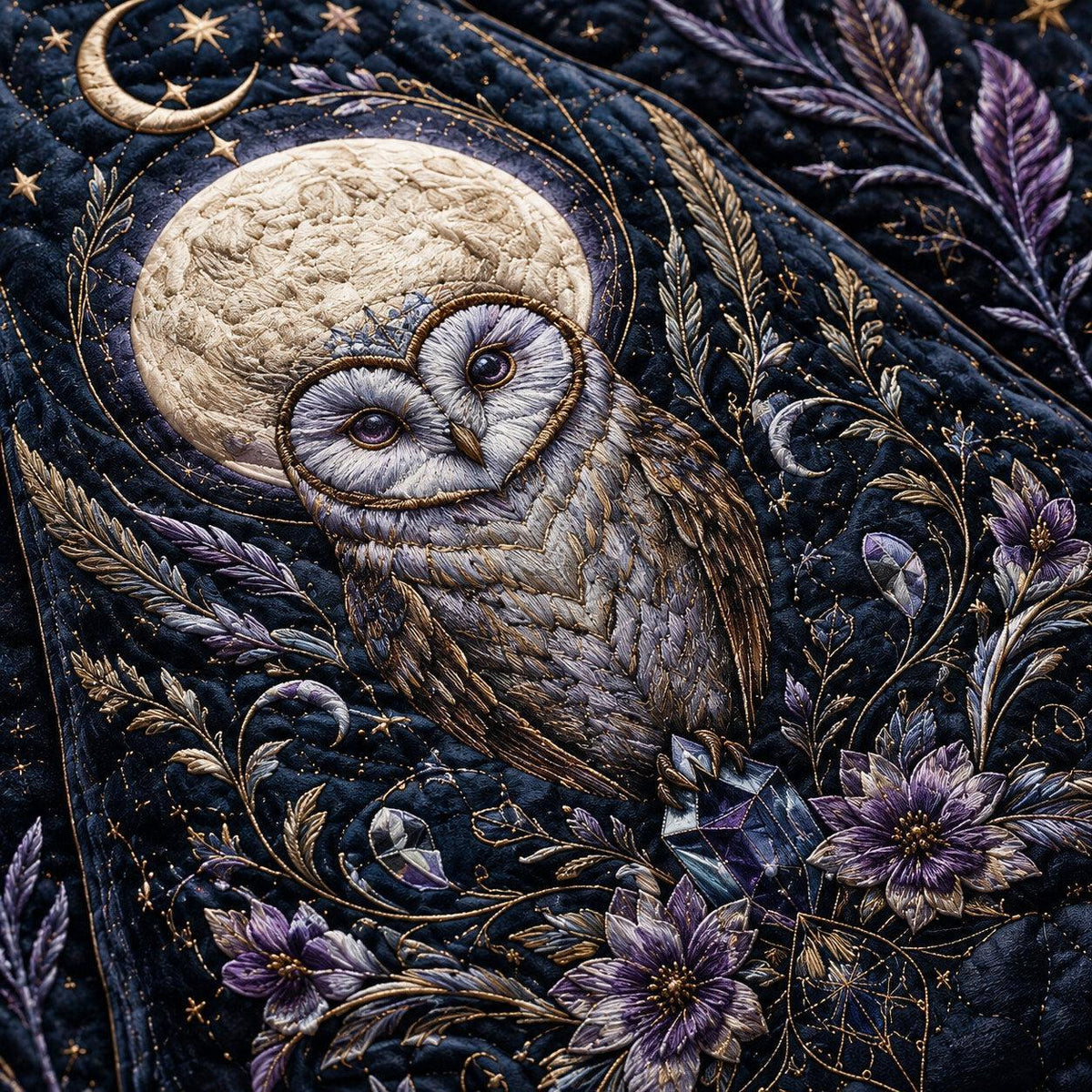 Owl Moon Witch Hat – Celestial Owl Wiccan Wide Brim Hat – styled with candles and crystals