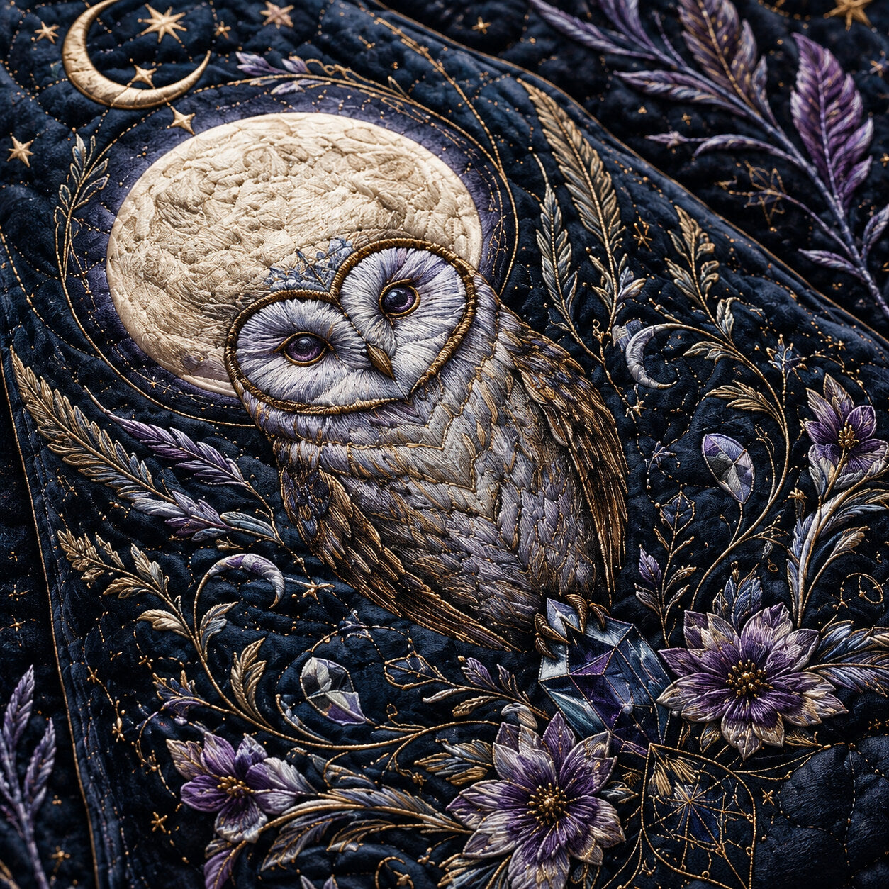 Owl Moon Witch Hat – Celestial Owl Wiccan Wide Brim Hat – styled with candles and crystals