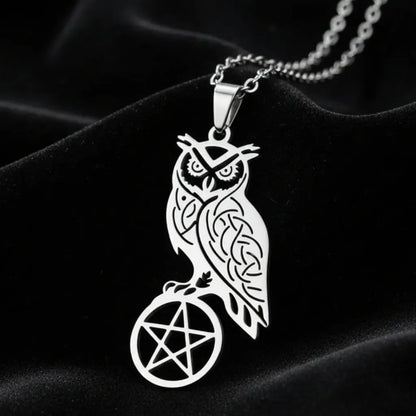 Owl Pentacle Necklace – size and scale reference