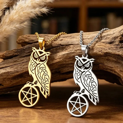 Owl Pentacle Necklace – worn around neck
