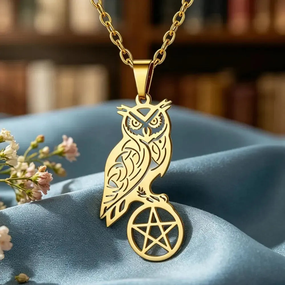 Owl Pentacle Necklace – back view