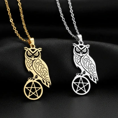 Owl Pentacle Necklace – front view